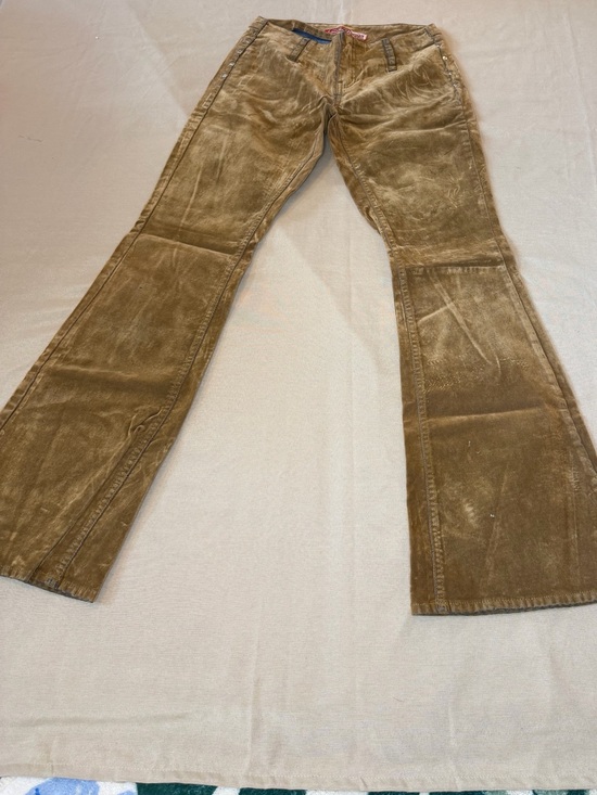 Laze Pants - Corduroy Style Velvety Vintage Bootcut Pants in Brown